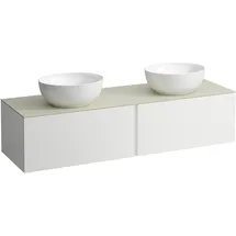 Laufen ILBAGNOALESSI Schubladenelement, Steinplatte Calce Avorio, Ausschnitt rechts/links, 160x50x37cm, 2 Schubladen, H4313540979901, Farbe: Specialcolor