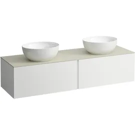 Laufen ILBAGNOALESSI Schubladenelement, Steinplatte Calce Avorio, Ausschnitt rechts/links, 160x50x37cm, 2 Schubladen, H4313540979901, Farbe: Specialcolor