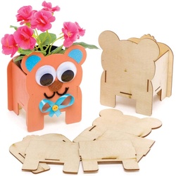 Blumentopf-Bastelsets aus Holz "Teddybär"  (pro Set 3) Basteln mit Holz