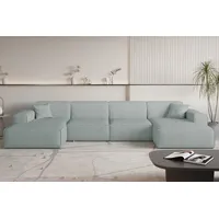 Fun Möbel Wohnlandschaft Sofa U-Form CELES PREMIUM in Stoff Scala Saphirblau - Blau