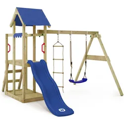 Spielturm Klettergerüst TinyPlace mit Schaukel & blauer Rutsche WICKEY EINHEITSGRÖSSE