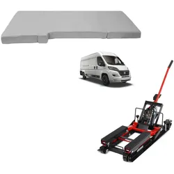 Set: Hebebühne ConStands Mid-lift L passend für Chopper bis 680 kg in rot + Klappmatratze Fahrerkabine VM7 passend für Ducato, Jumper, Boxer
