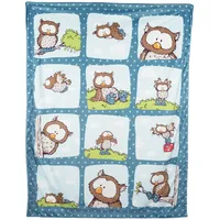 NICI 48936 Eule Oscar 106x140cm blau-Kuscheldecke für Babys &