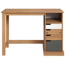 VCM Inter-Furn Schreibtisch Mestre, Kiefer Massiv Honigfarben/Weiß/Grau 108 x 75 x 55 cm Arbeitszimmer, Schreibtische, Bürotische