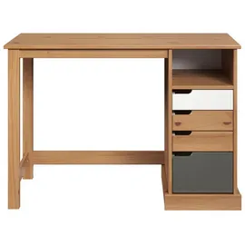 VCM Inter-Furn Schreibtisch Mestre, Kiefer Massiv Honigfarben/Weiß/Grau 108 x 75 x 55 cm Arbeitszimmer, Schreibtische, Bürotische