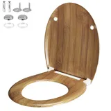 CASARIA WC Sitz Duroplast Absenkautomatik Schnellbefestigung Bad Toilettendeckel Klobrille antibakteriell Bambus