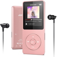 AGPTEK 16 GB MP3 Bluetooth 5.0 mit Touch-Tasten und Kopfhörern, 1,8-Zoll-Bildschirm HiFi-Sportmusikplayer mit Schrittzähler, UKW-Radio, Sprachaufzeichnung, unterstützt 128 GB SD-Karte