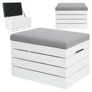 Isotrade Sitzbank Sitzhocker Holz Kiste Polsterbank Sitzbox Polsterbank 40x50x35 cm bis 150 kg