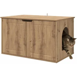 vidaXL Katzenhaus Kunsthandwerk Eiche 85 x 55 x 50,5 cm Holzwerkstoff, Moderne Katzenhaus, rechteckige Ruheoase, gemütliches Möbelstück, stylisches Katzenheim aus Holz