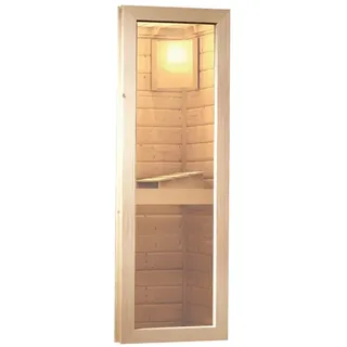 Karibu Saunafenster rechteckig für Außensaunen mit 38 mm Wandstärke naturbelassen 122 x 42 cm