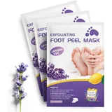 Shefave Fußmaske, 3 Paar Foot Peel Mask, Lavendel Hornhautentferner, Fußpflege, Hornhaut Socken, Fussmaske für Harte, Cracked Haut, Repariert Raue Fersen, Exfoliating Socken für Frauen & Männer