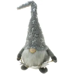 WellHome - Grauer Weihnachtsdeko-Zwerg mit hoher Mütze im nordischen Stil