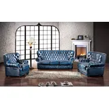 Salottini 3-2-1 Garnitur Leder 3-Sitzer Blau