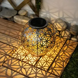 ETC Shop Solar Lampe Outdoor Solarleuchte orientalisch LED Solar Laterne Außen, Lichteffekt Lebensblume, 1x LED warmweiß, DxH 20x29 cm, Terrasse Garten, 2er