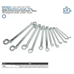 Brilliant Tools Doppel-Ringschlüssel, gekröpft, 12-tlg. Doppel-Ringschlüssel,Doppel-Ringschlüsselsatz  BT012012