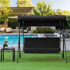Yaheetech Hollywoodschaukel Schwarz 3-Sitzer