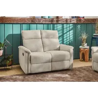 2-Sitzer JOCKENHÖFER GRUPPE "Juist", grau (grau, beige), B:127cm H:100cm T:93cm, Sofas, Liegefunktion durch halbautomatische Reclinerfunktion, Federkern