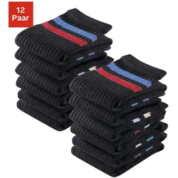 Tennissocken GO IN, Herren, Gr. 31-34, schwarz, Obermaterial: 60% Baumwolle, 39% Polyester, 1% Elasthan, geringelt, uni, Socken Multipacks Socken Socken-Set Sportbekleidung Sportsocken Tennissocken Unterwäsche, mit Frottee