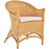 Krines Home Esszimmersessel Rattansessel Landhaus Flechtsessel Wintergarten Sessel Korbsessel, mit Armlehnen, Natur Rattan beige