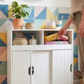 [en.casa] Fadeskimma Beistellschrank 69,5 x 71,5 x 20 cm Weiß