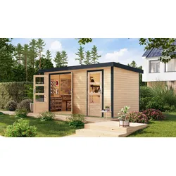 Gartenhaus KARIBU "Merkur A", naturbelassen, schwarz, ohne Fußboden, ohne Dacheindeckung, Holz, Stahl, Gartenhäuser, aus hochwertigen Materialien