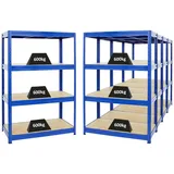 Proregal Mega Deal 5x Schwerlastregal Dino HxBxT 180 x 120 x 60 cm Fachlast 600 kg Blau