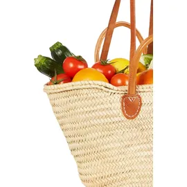 Marrakesch Orient & Mediterran Interior Ibiza Korbtasche Shopper Leder Beige/Braun