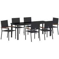 VidaXL 7-teiliges Garten Essset Schwarz Poly-Rattan