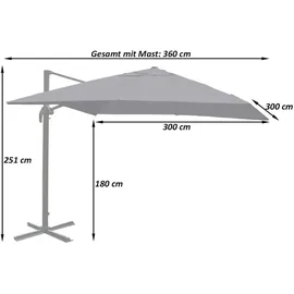 Mendler Gastronomie-Ampelschirm HWC-A96 300 x 400 cm beige ohne Ständer