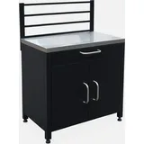 sweeek - Outdoor-Küchenmöbel aus Stahl 1 Schublade, 2 Türen und Stangen L 80 cm - Schwarz - Schwarz