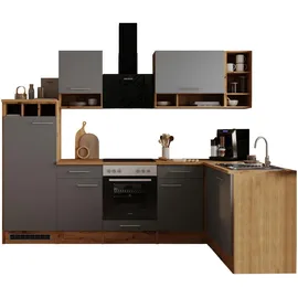 Respekta L-Küchenzeile Hilde LBBEKBL280EGC ohne E-Geräte 280 cm Grau