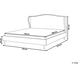 Beliani Polsterbett 140 x 200 cm Grau
