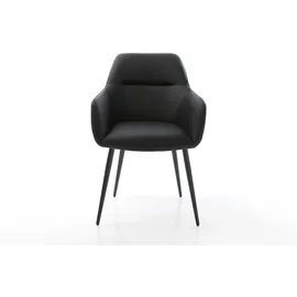 DeLife Esszimmerstuhl Pejo-Flex Echt-Leder Schwarz 4-Fuß konisch Schwarz Taschenfederkern