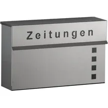 Heibi Zeitungskasten Zeitungsfach Briefkasten Edelstahl geschliffen 41x11,4x25 cm - Silber
