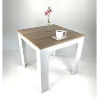Esstisch Tisch Esszimmertisch Küchentisch Sonoma Eiche hell Weiß 80x80cm NEU