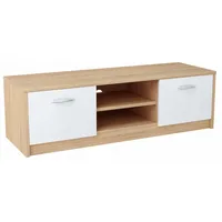 Matkam Fernsehkommode Sonoma Eiche, Weiß, 120x36x41 cm, Wohnzimmer, Wohnwände,