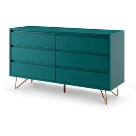 SalesFever Schubladenkommode 120 x 70 x 40 cm Blau/Gold