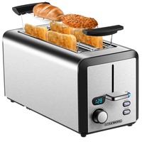 Steinborg Toaster Langschlitz | 4 Scheiben Toastautomat | XXL Toaster | 1500 Watt | 6-Stufen Bräuneregler | Brötchenaufsatz | Auftau-Funktion | K...