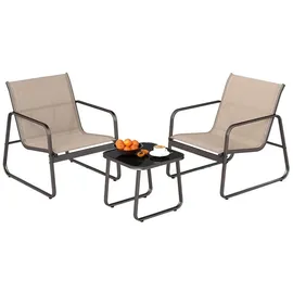 komfotteu Balkonset, (3-tlg), Gartenmöbel Bistroset mit 2 Gartenstühlen & Beistelltisch braun