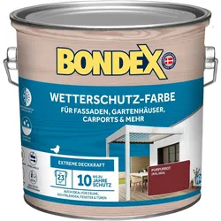 BONDEX Wetterschutz-Farbe, Außen, Hochdeckend, Witterungsbeständig, Purpurrot, 2,50 l