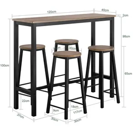 SoBuy Bartisch 120 x 40 x 100 cm Schwarz