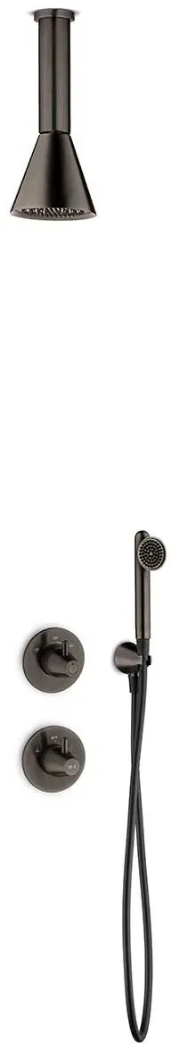 JEE-O cone 04 Decken-Duschkombination mit Thermostat und Umsteller, gun metal, 900-6446 900-6446