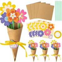 Kouamor 24-teiliges Muttertags-Blumen-Bastelset für Kinder, Blumenstrauß-Papier-Bastelset, Kartenherstellungs-Sets für Kinder, DIY-Blumenstrauß-Grußkarten, für Geschenk-Schule Klassenzimmer Zuhause
