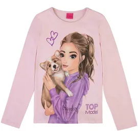 TopModel Langarmshirt mit großem TOP Model Frontmotiv rosa