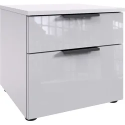 Nachtkommode WIMEX "Level36 black C by fresh to go", weiß (weiß, glas weiß), B:41cm H:39cm T:41cm, Spanplatte, Sideboards, Nachttisch mit Glaselementen auf der Front, soft-close Funktion