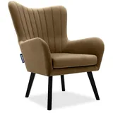 Konsimo Konsimo® Ohrensessel, Beige, Holz, 76x100x78 cm, Hergestellt in Europa, Wohnzimmer, Sessel, Polstersessel