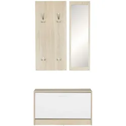 KADIMA DESIGN Wand-Garderobe SALERNO mit Spiegel & Schuhschrank Spanplatte sonoma, Moderne Flur-Kompaktgarderobe für Jacken & Schuhe,