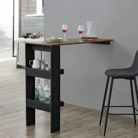 [en.casa] Bartisch Bromölla 120x45x106 cm Schwarz/Eiche dunkel