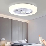 Deckenventilator Mit Beleuchtung LED Modern Dimmable 36W Deckenventilator Lampe Leise Fan Deckenleuchte Unsichtbare Ventilator Deckenlampe Für Schlafzimmer Kinderzimmer Esszimmer Wohnzimmer,Weiß