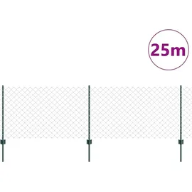 vidaXL Kettengliedzaun-Set 25 x 0,8 m Grün/Stahl